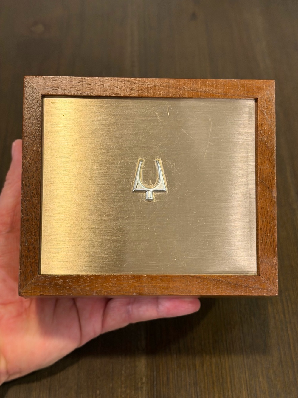 Vintage Bulova Accutron Wooden Watch Presentation Box Case Only Yellow Felt 1970